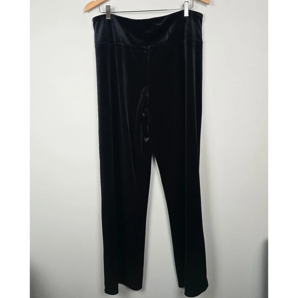 J. Jill Wearever Collection Black Velvet Smooth-Fit Wide Leg Pants Size‎ L – NWT